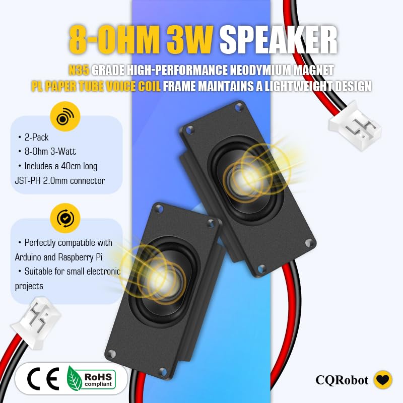 CQRobot Speaker 3 Watt 8 Ohm Compatible with Arduino Motherboard, JST-PH2.0 Interface. It is Ideal for a Variety of Small Electronic Projects. - Image 2